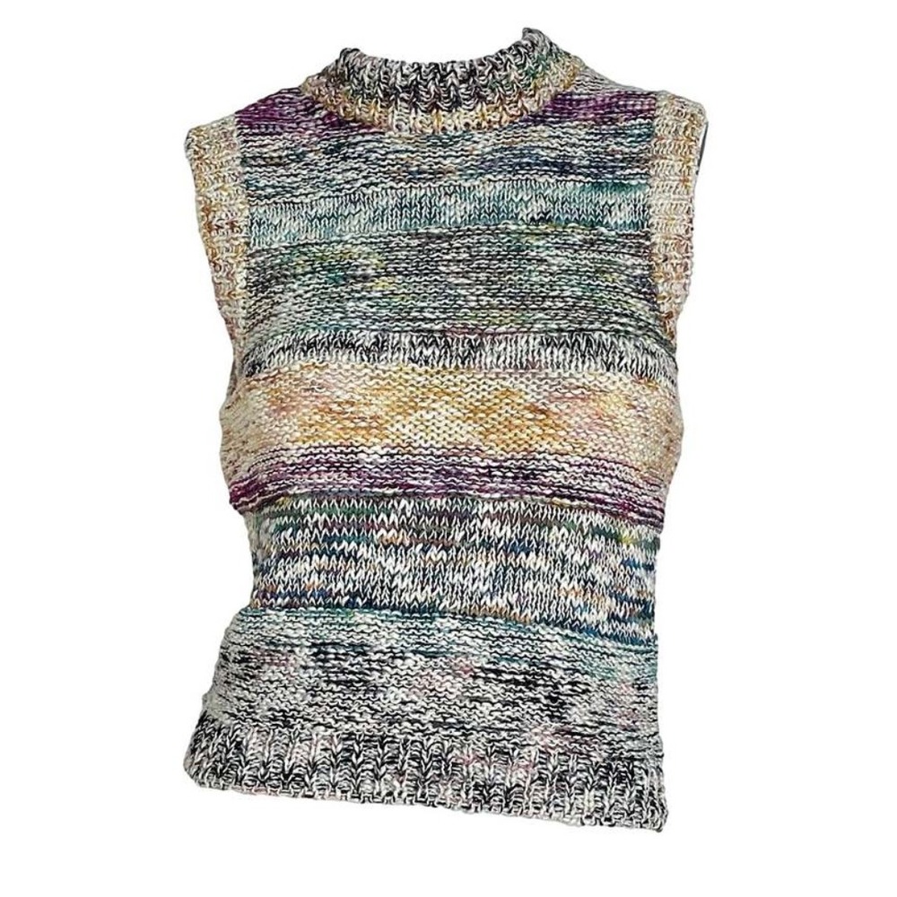 Ulla Johnson Sweater Vest Top Merino Wool M L Boho Handmade Designer Fall Folk